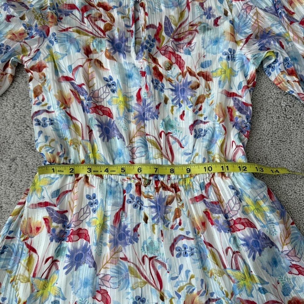 Melloday Floral Mini Sundress | Smocked Waist & Sleeves | Size S | Multicolor - Picture 5 of 11